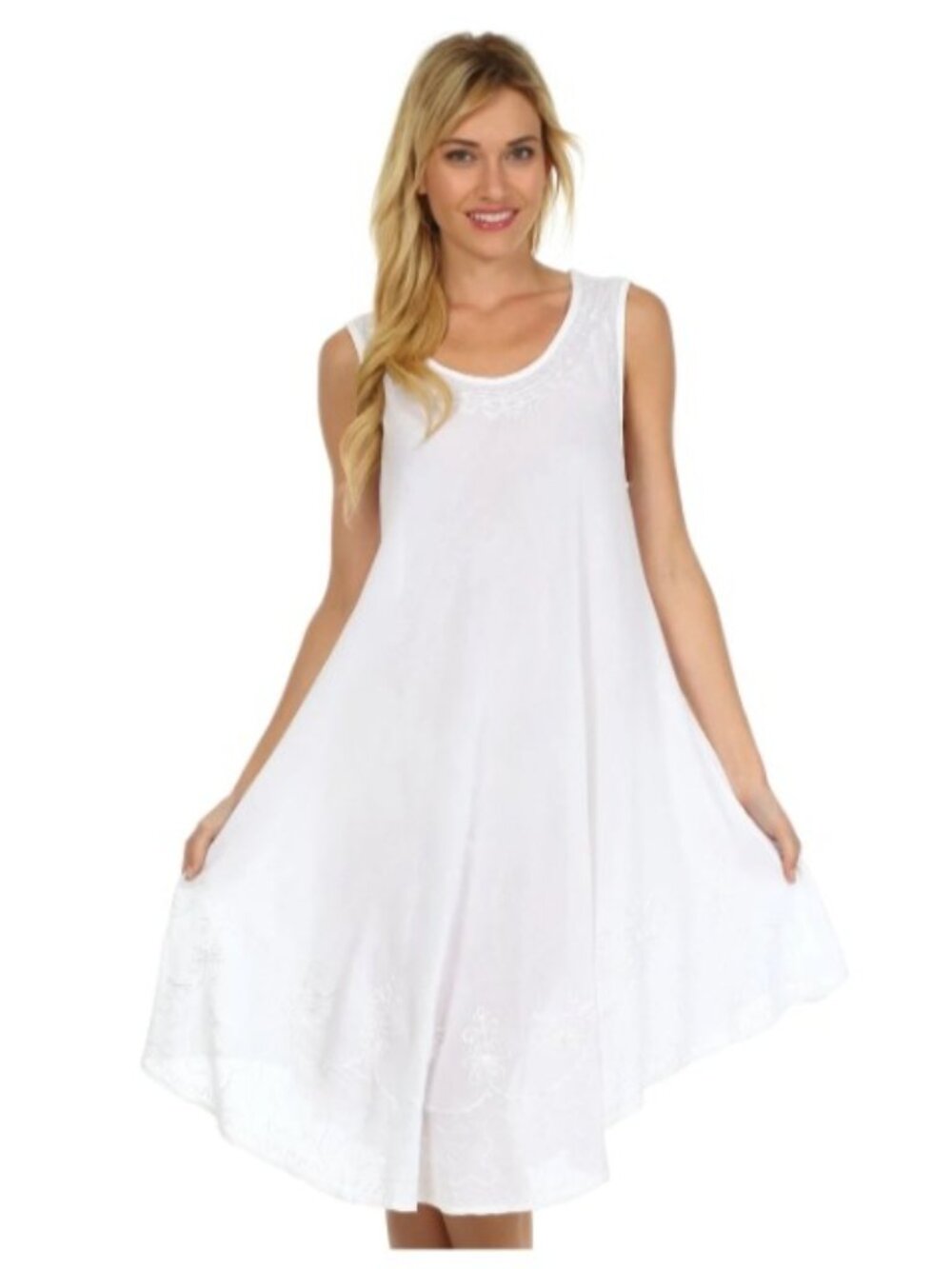 𝑺𝑨𝑲𝑲𝑨𝑺 Women's Everyday Essentials Caftan Tank Dress / Swim Cover-Up ⚪
